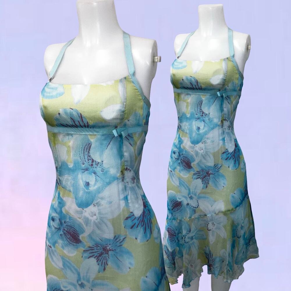 Vintage 90s y2k fairycore mermaid silk dress made in france